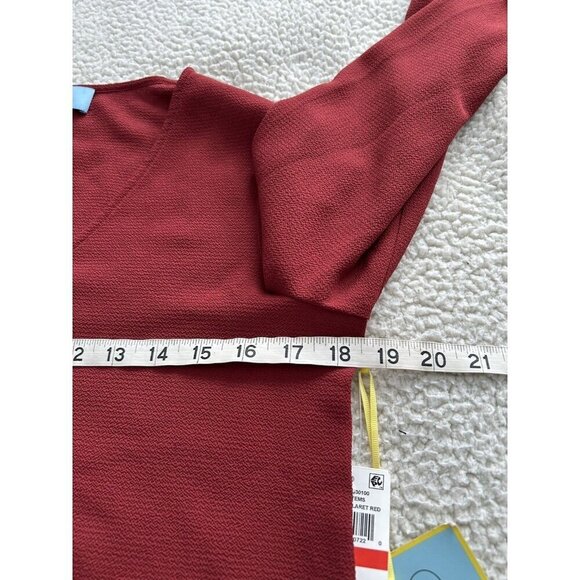 CeCe V-Neck Tie Cuff Detailed Crepe Blouse Womens Relaxed Fit Clare Red Sz XS - Picture 9 of 9